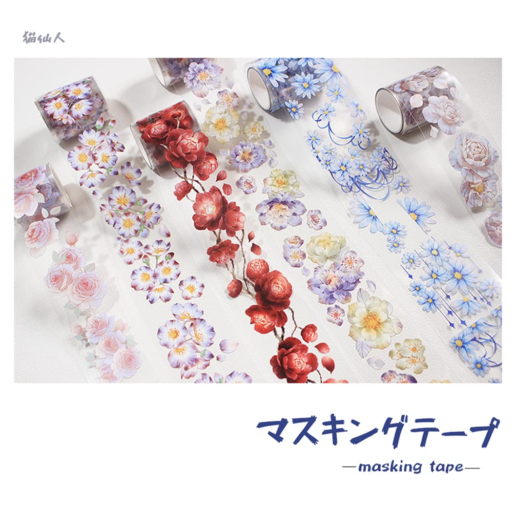 Neko Sennin Masking Set of 6 DIY Christmas Planner Miscellaneous Gift Wrapping Tape, Rolls, PET, Gift, Decoration, Transparent, Material, Stationery,