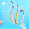 Cat Toy Rainbow Tassel Cats Stick Long Handle Cat Toys Interactive Tassel Toys for Cats Teasing Pet Toy with Bell Pet Supplies