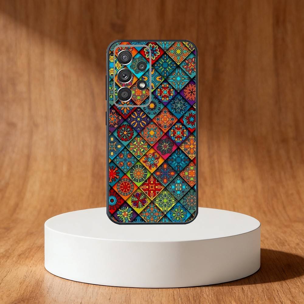 Retro-Kunstmuster-Handyhülle für Samsung S25, S24, S21, S22, S23, S30, Ultra, S20, Plus, Fe, Note, 10, 9, 5G Schwarze Abdeckung