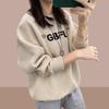 Women's 2024 Cotton Crew Neck Sweatshirt: Thin, Fleece-Lined Loose Pullover for Spring and Autumn.