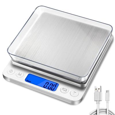Balance de cuisine rechargeable avec plateaux 3 kg/0,1 g, fonction tare, poids numérique en grammes et onces pour la perte de poids, le régime, B