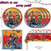 41pcs Dirt Bike Birthday Party Supplies Motorcycle Party Tableware Set Motocross Dirt Bike Tablecloth Tableware Kit for Baby Shower Decorations Kids