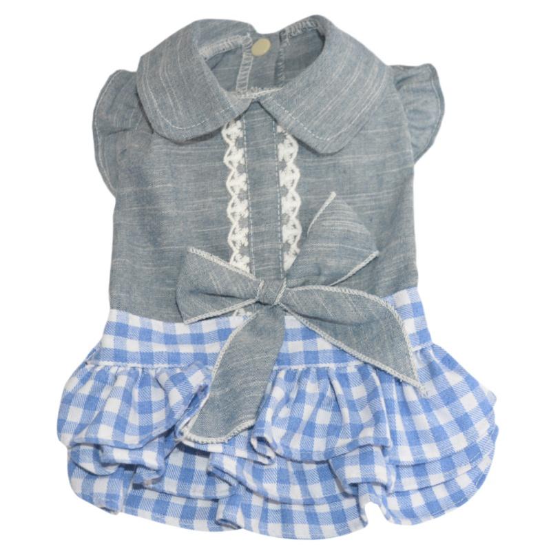 

Летняя одежда для собак Платье для маленьких собак Милая джинсовая юбка с бантом Модный симпатичный жилет Платье принцессы Чихуахуа Одежда для йоркширских собак XL синий