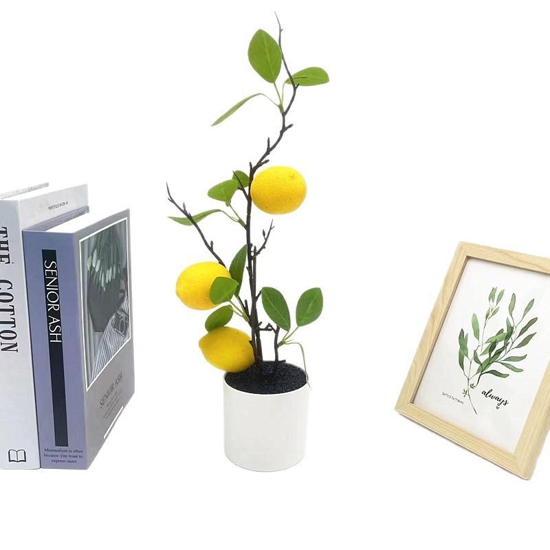 Green Lemon Plant Decor With Faux Fruits For Home Styling And Props Photography