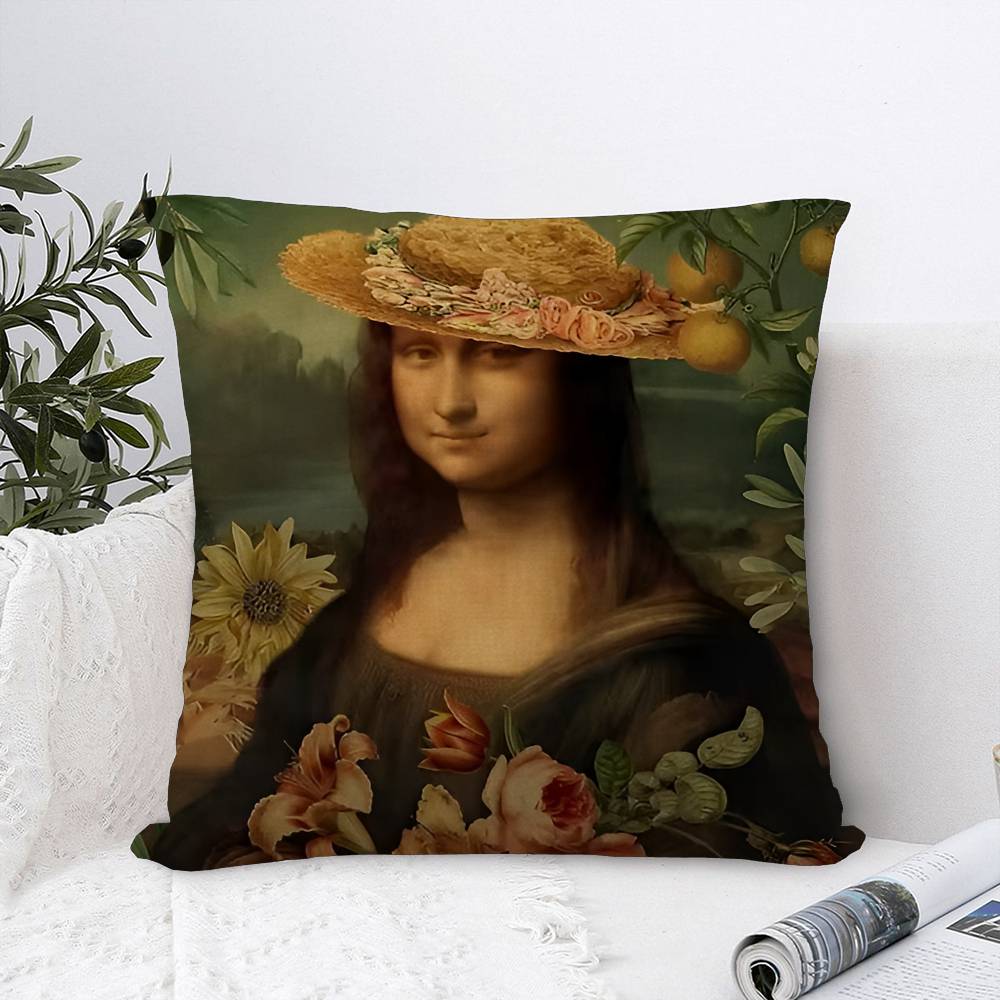 Mona Lisa Śmieszne Spersonalizowane Zdjęcie Tekst Dekoracyjne Poduszki Domowe Prezenty Domowe 45x45cm