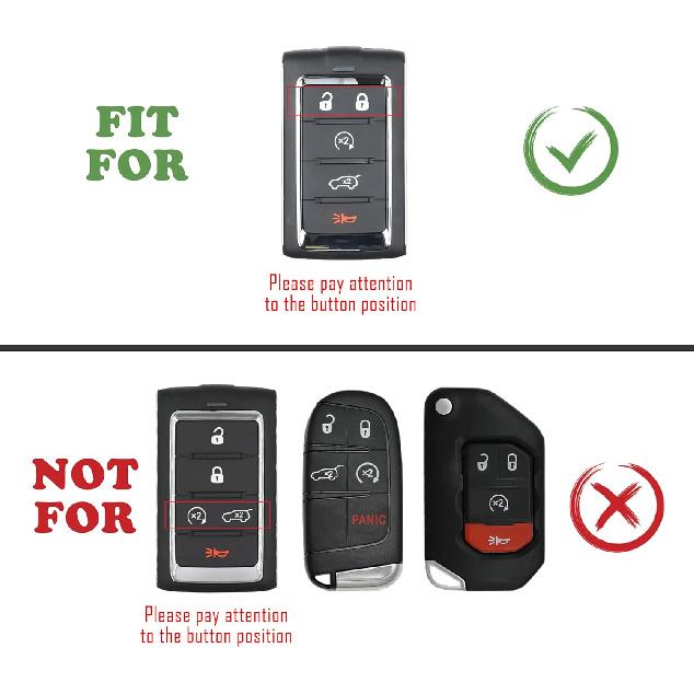 TANDRIVE 5-Button Key Fob Cover For Jeep 2025 Grand Cherokee Wagoneer, Silicone, 2-Pack, Black