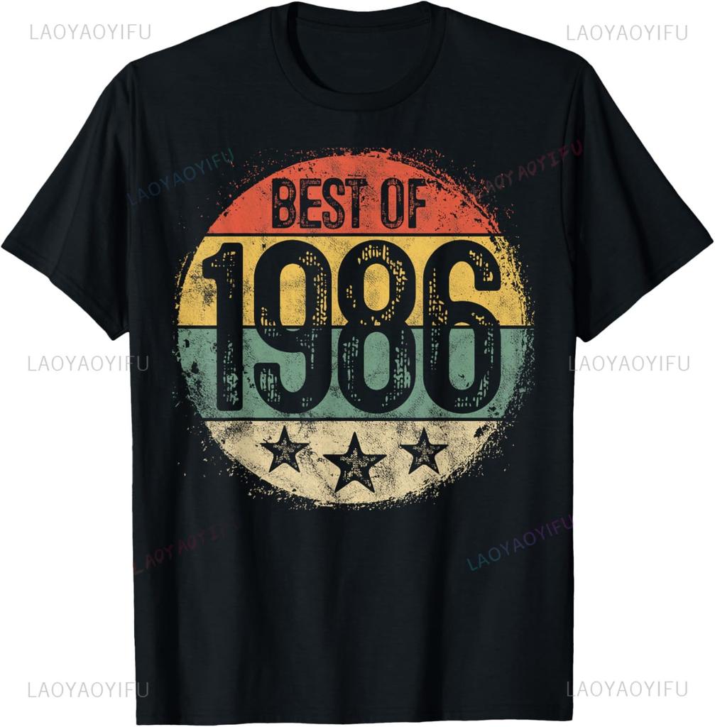 Vintage 39th Birthday Decorations Vintage 1986 39 Years Old Streetwear Custom Printed Graphic T Shirts Funny Shirt Camisas