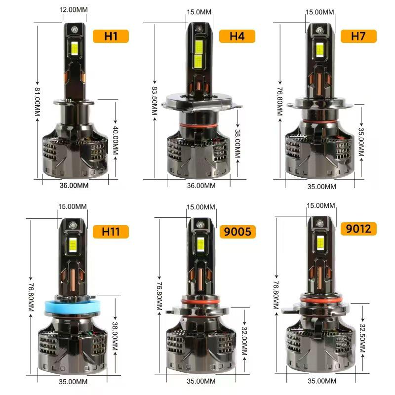 200W LED Car Headlight with Four Copper Tubes - H7/H1/H4/H11/9005/9012 High and Low Beam