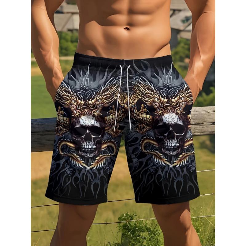 Pantalones Cortos Casuales de Playa para Hombre Estampado de Llama Azul 3D Secado Rápido Cintura con Cordón