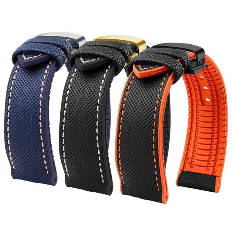 20mm 22mm 23mm 24mm Nylon Rubber Bottom Waterproof Watch Band for Longines IWC Pilot Mark 18 Seiko Omega Series Watchband Strap