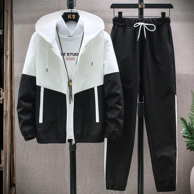 Pánské teplákové soupravy ležérní mikiny soupravy jaro nové pánské bundy+kalhoty dvoudílné soupravy hip hop streetwear sportovní souprava patchwork