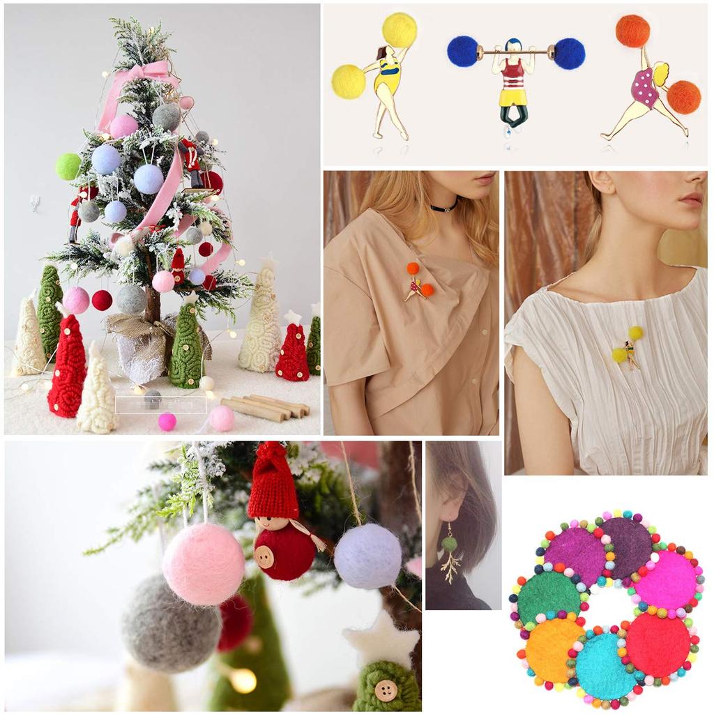 100 Wool Balls Felt Colorful Garland Wool Fiber Diameter 2cm Balls Ultra Lightweight Cute 20 Colors Party Decoration