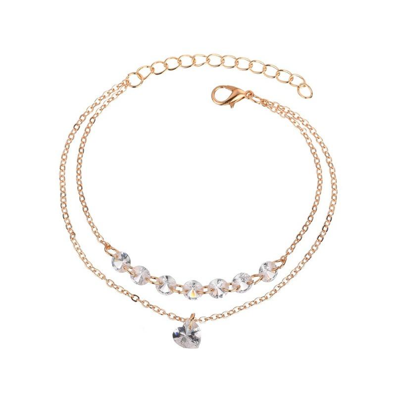 Personality Double Love Rhinestone Bracelet Crystal Sweet Fashion Wild Bracelet Women's Jewelry Bracelet Femme Acier Nurse