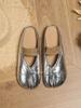 Γυναικεία Μοβ Μαμά Μαλακής Σόλας Επίπεδα Loafers με Λουράκι Διχάλας Δακτύλων με Χοιροδίκτυλο