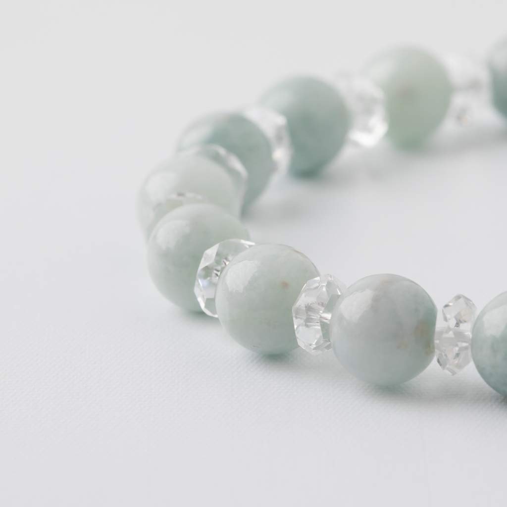 16cm Itoigawa Natürlicher Jadeit Armband mit Blau und einem Wunderschönen Japanischen Nationalstein und Jomon Kraftstein Jadeit Werkstatt Spezial Paulownia Holz