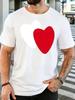 Unisex Double Overlap Hearts Love Graphic Cotton Short Sleeve Tee Crew Neck Soft Male Summer Casual Breathable Street Wear Top