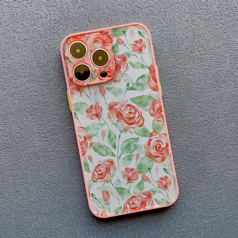 

Watercolor Flower Plant Phone Case For iPhone 12 13 Pro Max Mini 16 15 11 Pro Max XR XS X 14 7 8 Plus SE2 Shockproof Back Cover iphone 7 8 SE2