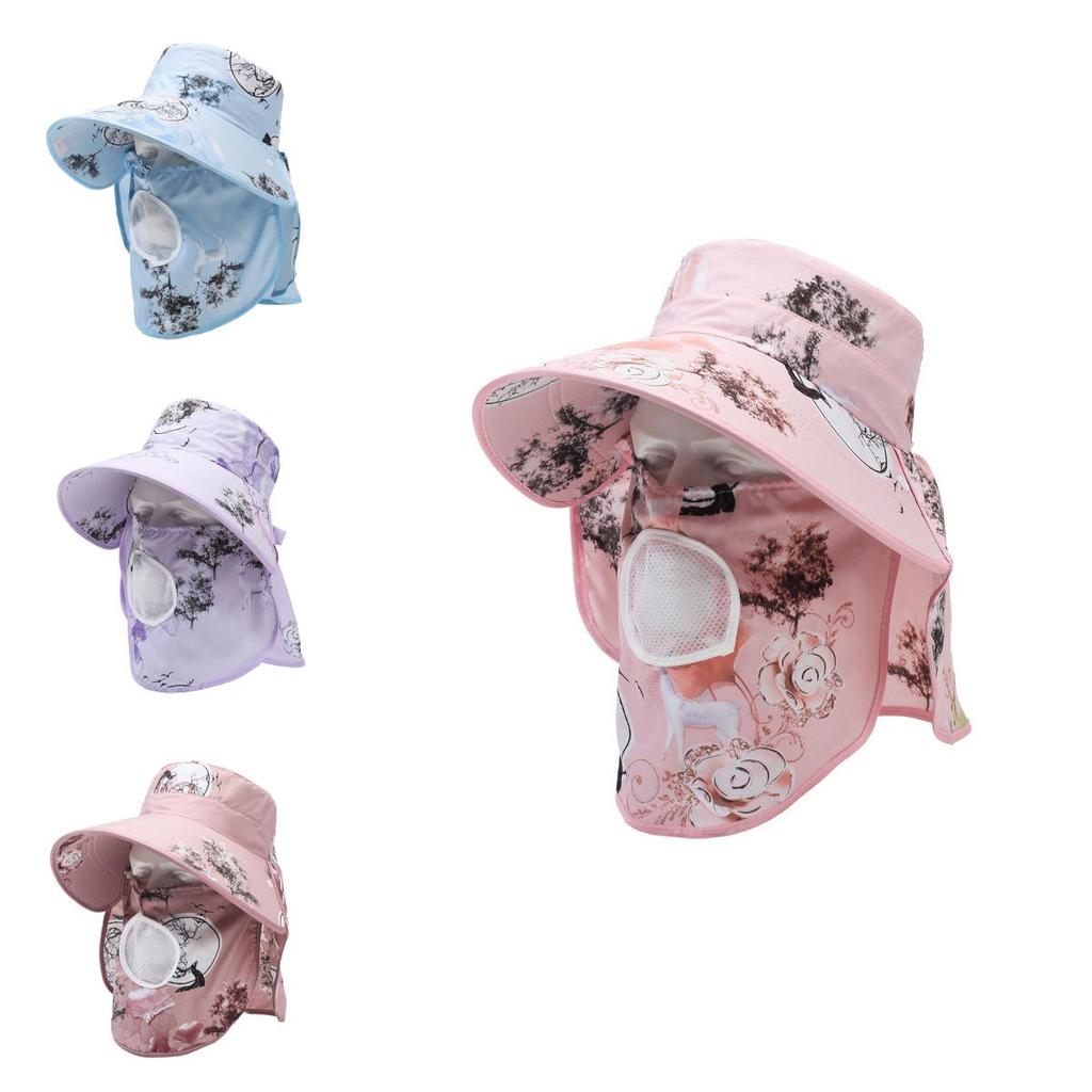 Deer Summer Sun Hat With Detachable Face Shield For Outdoor Activities Characters Included)