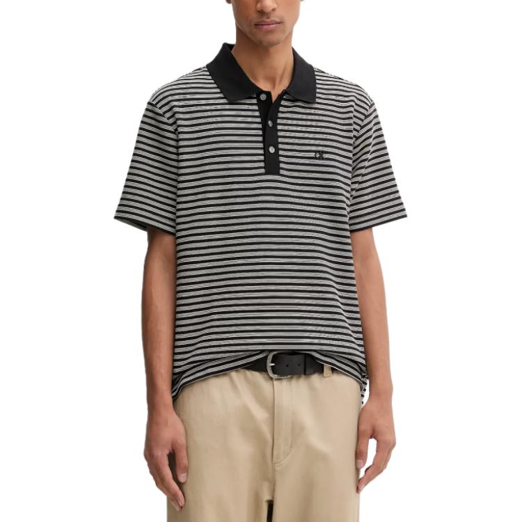 Calvin Klein Striped Button Polo Shirt Men tops LV04LD205G-BLACK M