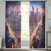 Street City Sky Gradient High Building Voile Sheer Curtains Living Room Window Tulle Curtain Kitchen Bedroom Drapes Home Decor