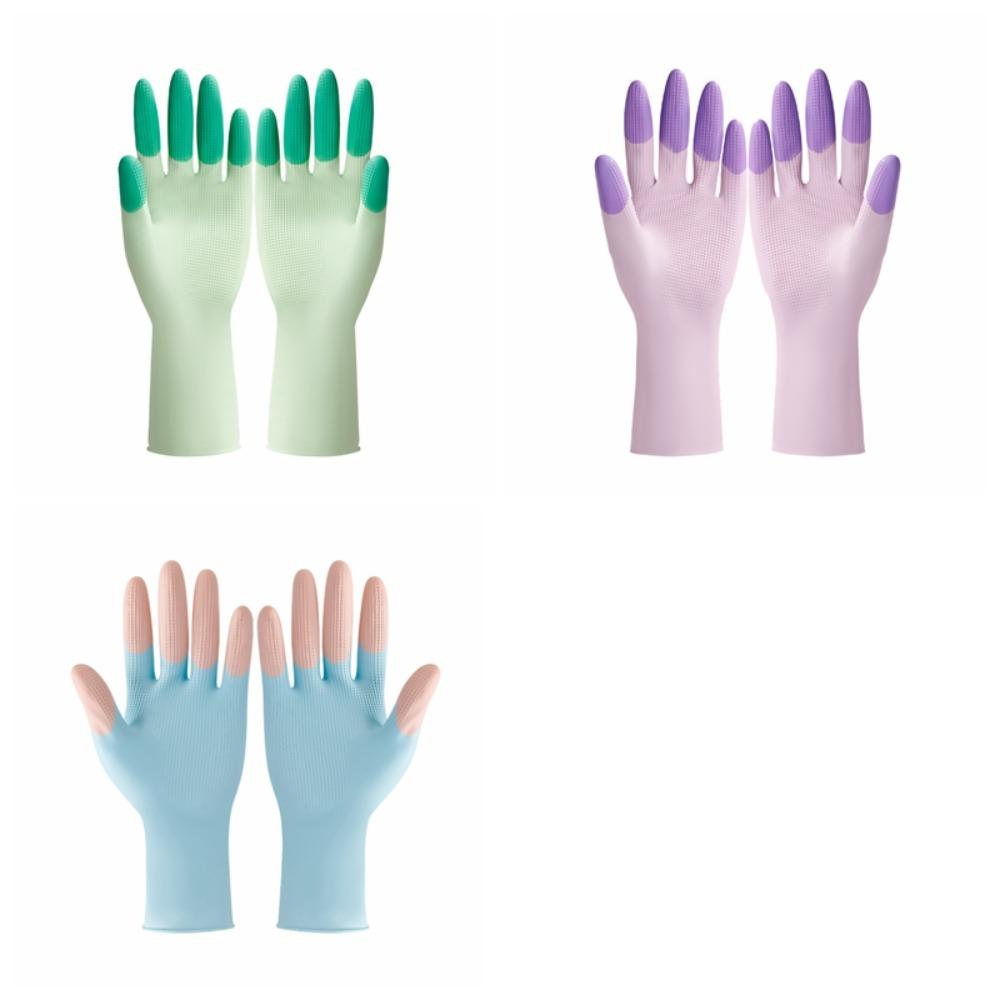 3Pairs/Set Thickened Dishwashing Gloves Oil Resistant Cleaning Gloves Laundry Gloves Car Washing