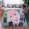 Anime Beautiful Girl Duvet Cover Set ,Cartoon Printed Patterned with Pillowcases, Soft Microfiber Quilt Covers for Girls