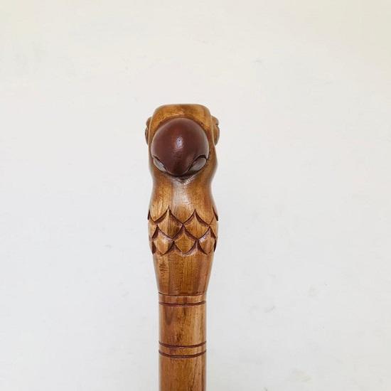 Handcrafted Parrot Head Walking Stick  Unique Wooden Cane with Detailed Carving, Elegant and Functional