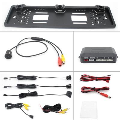 1 Set 12V EU Car License Plate Frame Parking Sensor Kit Auto Reverse Sensor Visible Parktronic System Driving Accessories