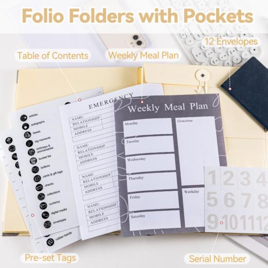 File Bag Holder with Labels And Stickers Multi-layer File Storage Bag Tear Resistant Document Organizer Office