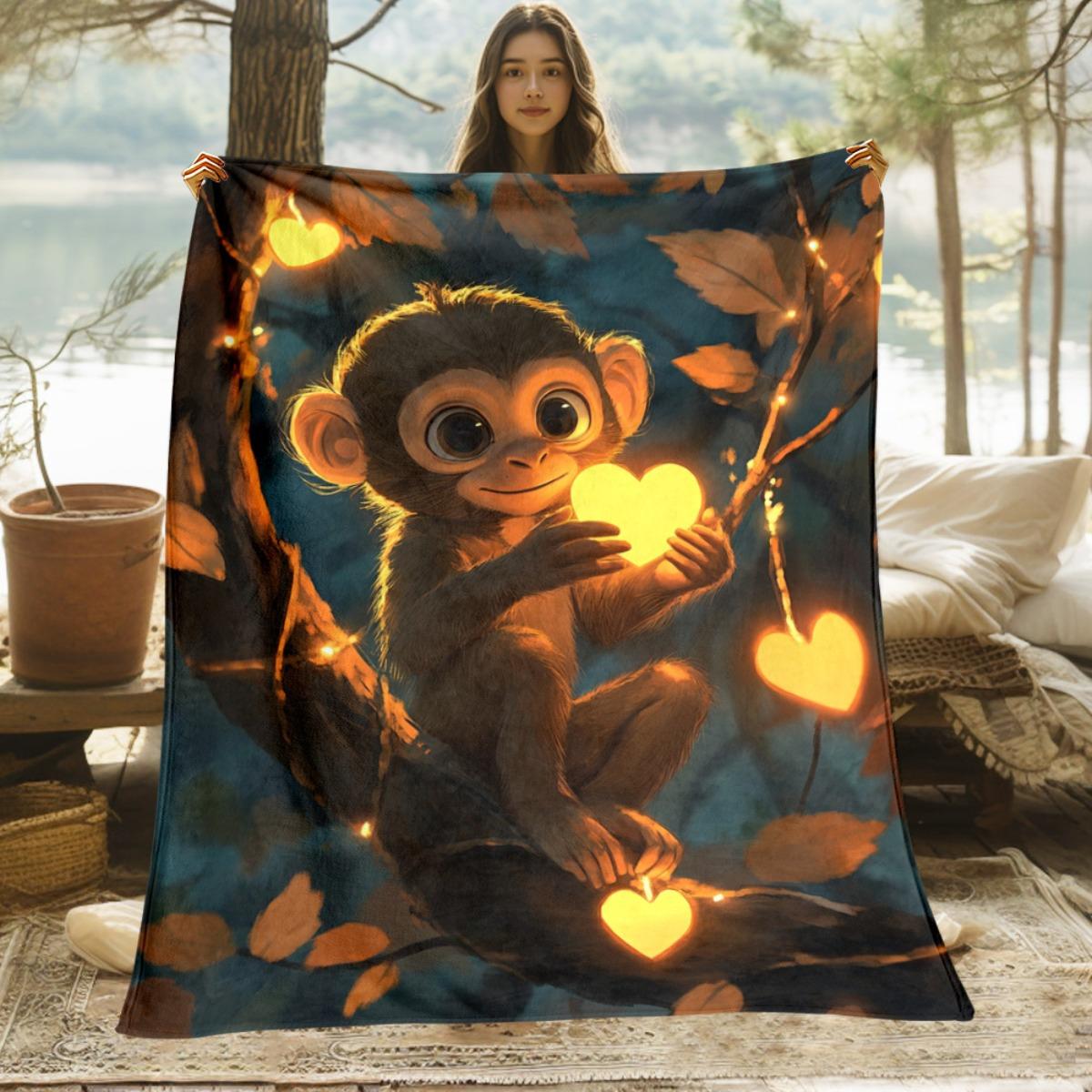 

A magical monkey flannel blanket for dark environments soft and warm perfect for camping sofas beds and chairs a great 75x100cm