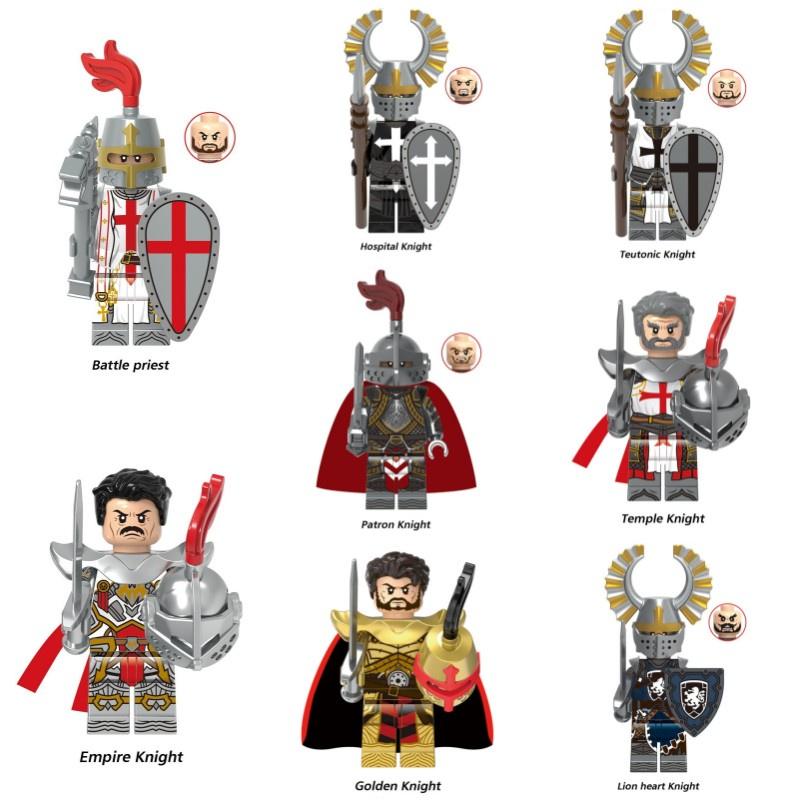 Kinder Bausteine Spielzeug X0348 Mittelalterliche Tempelritter Kaiserlicher Goldener Ritter Kampf Priester Figur