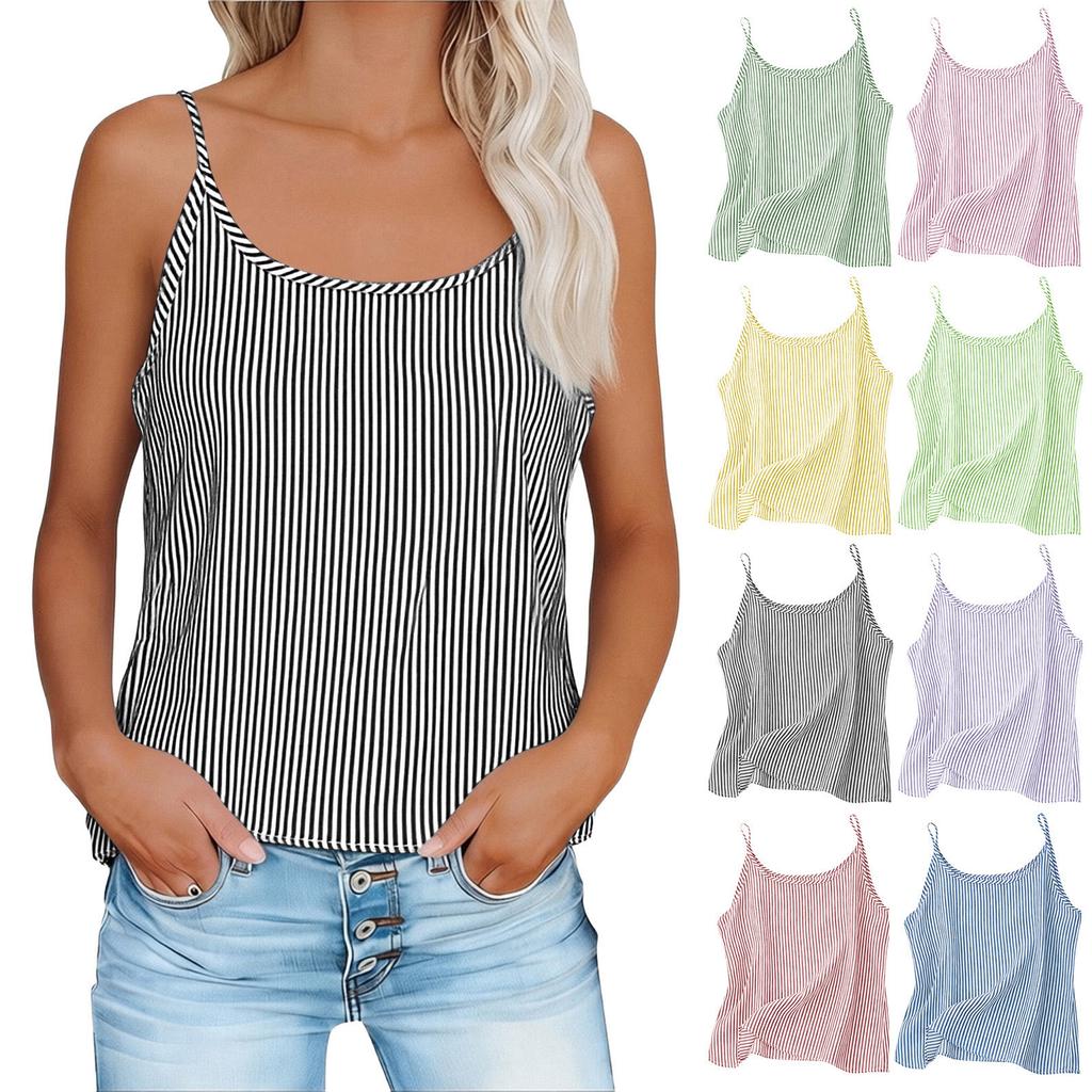 Women's Fashionable Loose Casual Summer Cotton Linen Camisole T-shirt