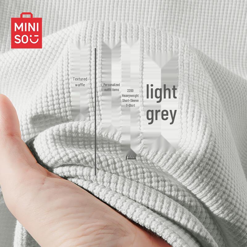 MINISO Men s Heavyweight Waffle Knit Short Sleeve T-Shirt 3XL