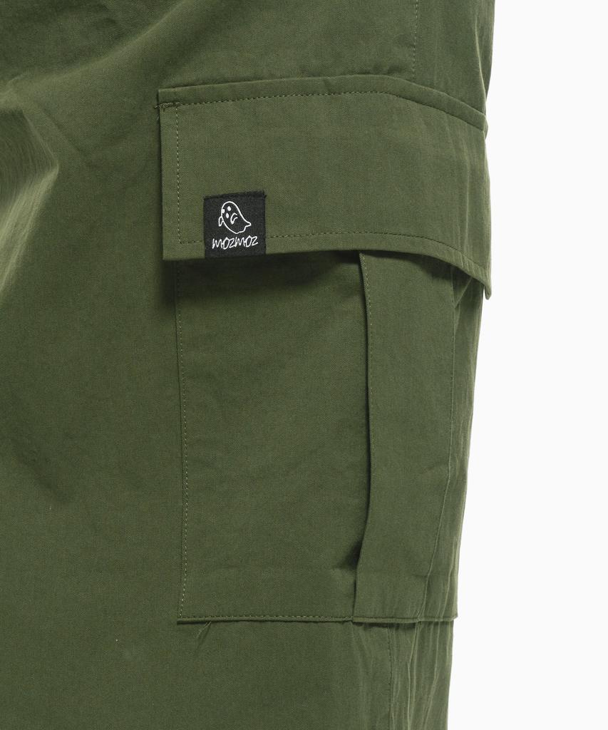 MOZMOZ Back Elastic Cargo Drawstring Cotton Pants Khaki