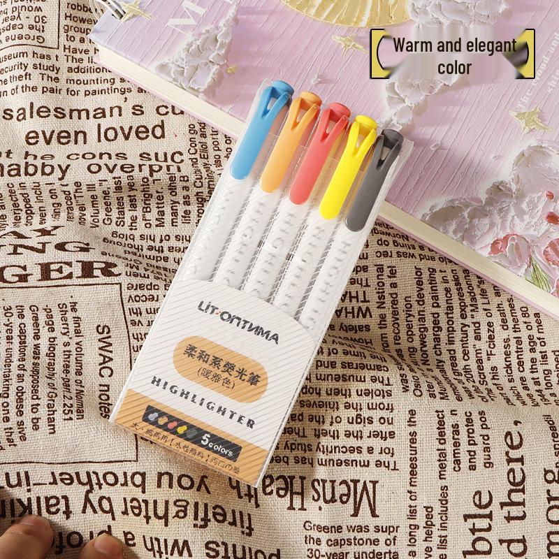 Double-ended Retro Color Fluorescent Marker Pen, Macaron Pastel Highlighter for Notebooks