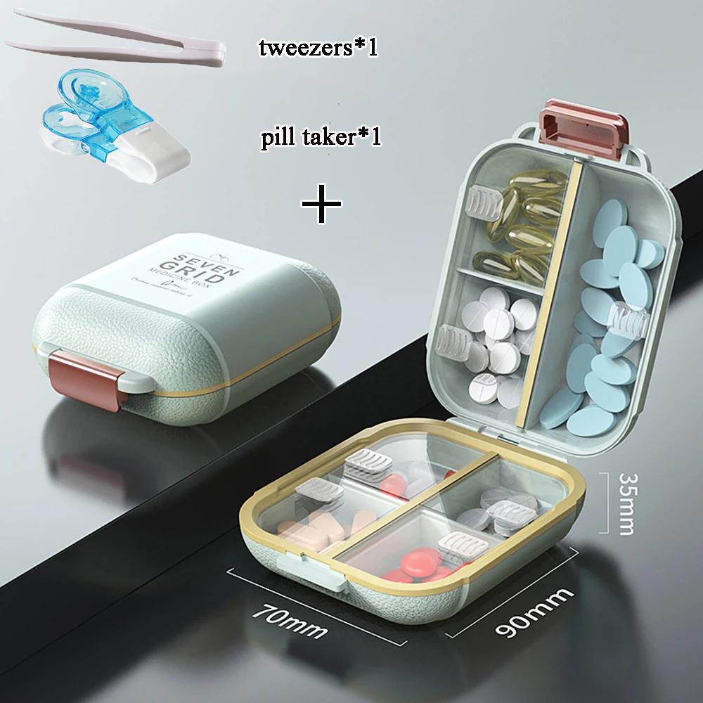 7 Grids Weekly Portable Travel Pill Box Sealable Moisture-Proof Pills Container Storage Tablets Vitamin Medicine Organizer