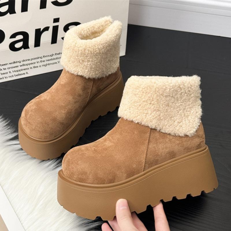 Women Platform Snow Short Boots Fashion Plush Shoes 2025 Designer Suede Ankle Boots Winter New Trends Cozy Shoes Dress Zapatos