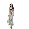 New Oil Painting Feeling Heavy Industry Splicing Lace Waist Floral Mesh Vacation Dress Women's Summer