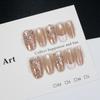 30-Piece Light Luxury Gold Foil Cat Eye Wearable Nails - Chinese Style Ice Transparent Pre-made Nail Tips