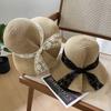 New Lace Edge Elegant Straw Hat Children's Summer Big Brim Sun Protection and UV Protection Sun Hat