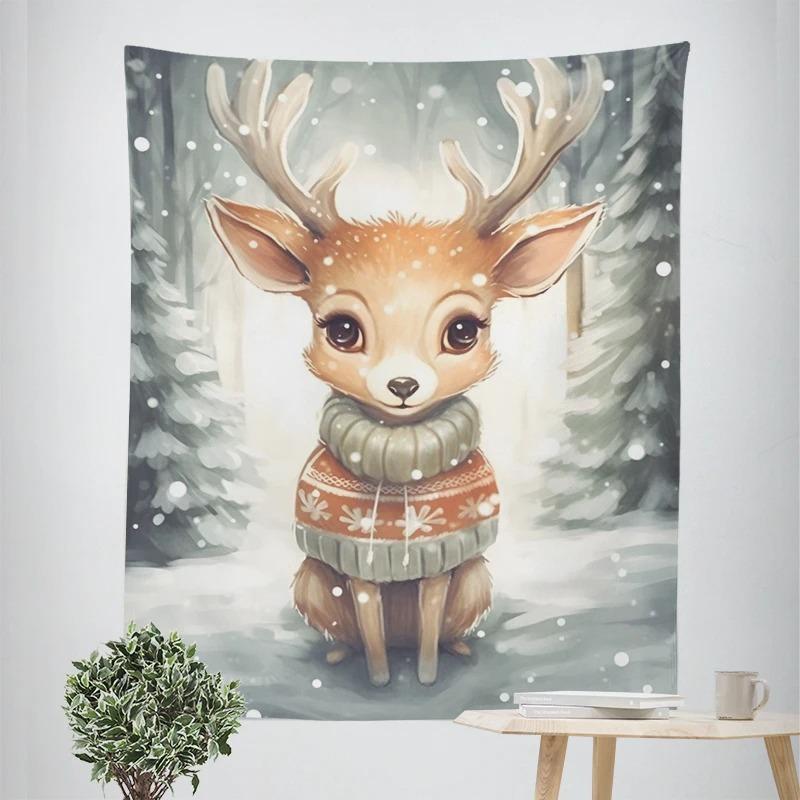 Tapeçaria Temática de Natal e Ano Novo para Decoração de Sala de Estar e Quarto