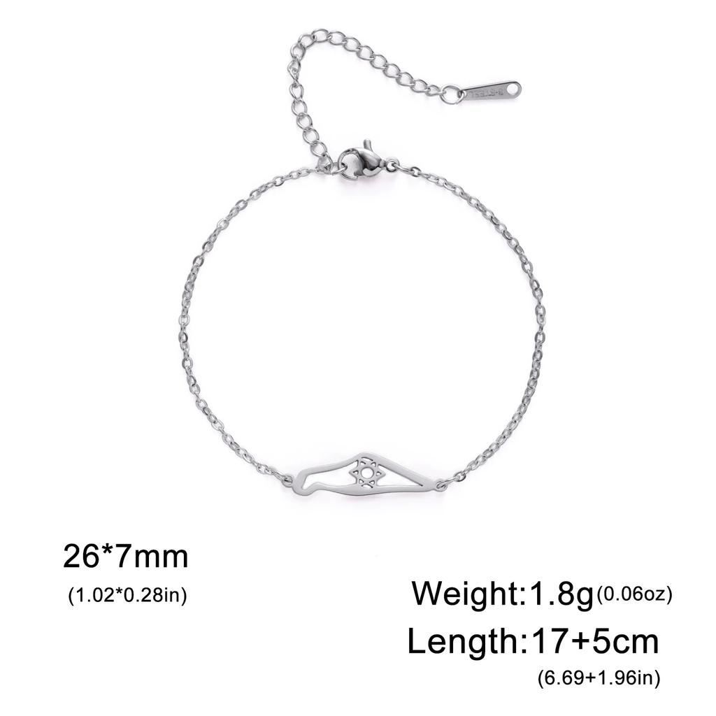 Stainless Steel Je Star of David Charm Bracelet Women Men Adjustable Hexagram Map Bracelets Amulet Jewelry Wholesale