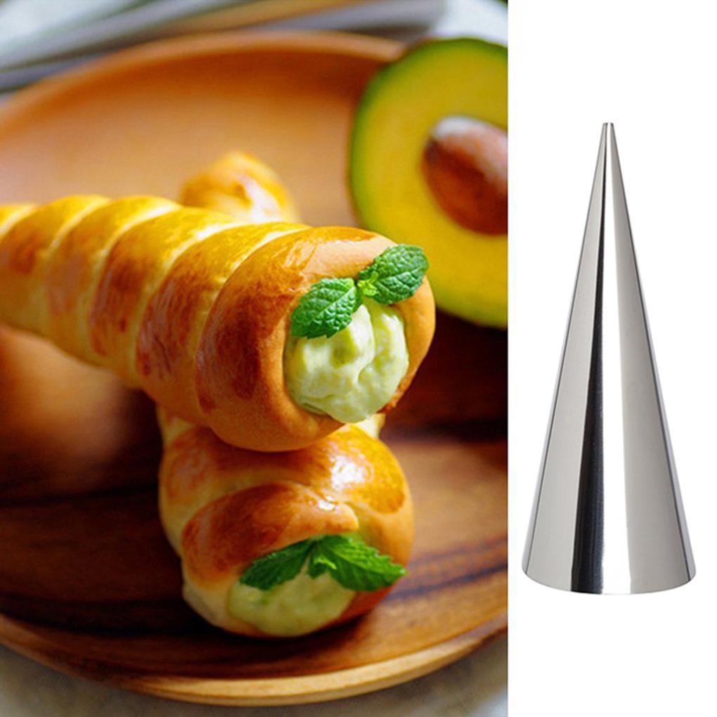 12PCS Conical Tube Cone Roll Moulds Stainless Steel Spiral Croissants Molds Pastry Cream Horn Cake