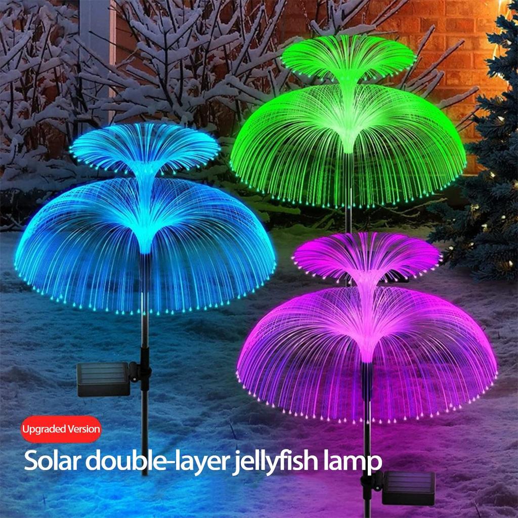 Color-Changing Solar Fiber Optic Jellyfish Lights for Outdoor Courtyard