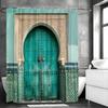Blue Door Shower Curtain, Bathroom Decorative Shower Curtain, Waterproof Shower Curtain with Hooks