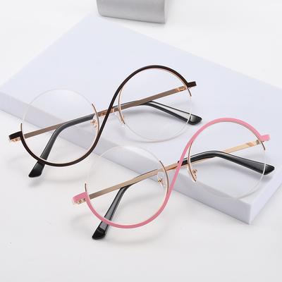 New Fashion Women'S Metal Small Frame Round Glasses Men'S Anti Blue Light Protection Eyeglasses Retro Anti-Radiation Eyewear