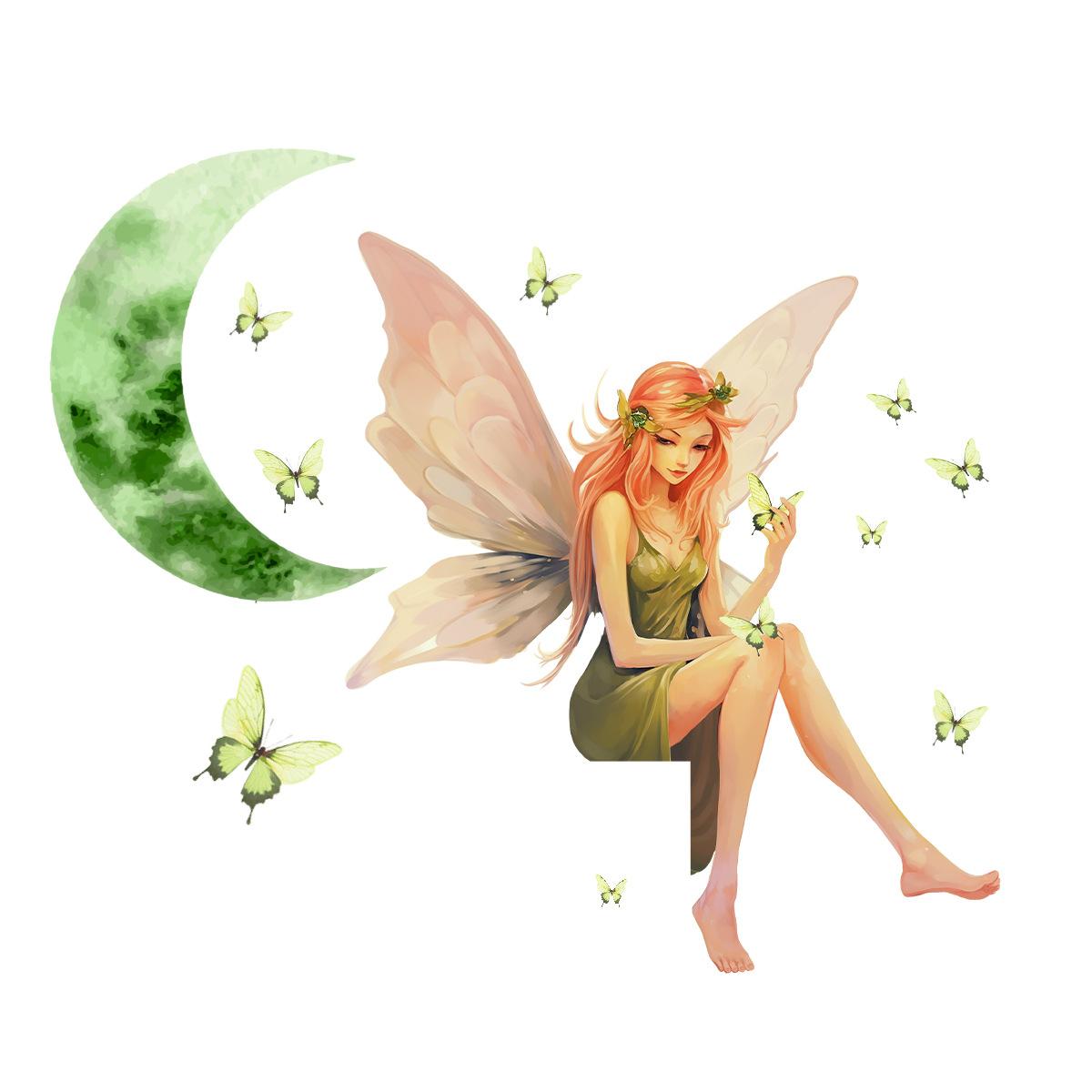 

Светящиеся наклейки на стену «Сказочный эльф» для декора детской комнаты для девочек, светящиеся в темноте флуоресцентные наклейки на выключатель света