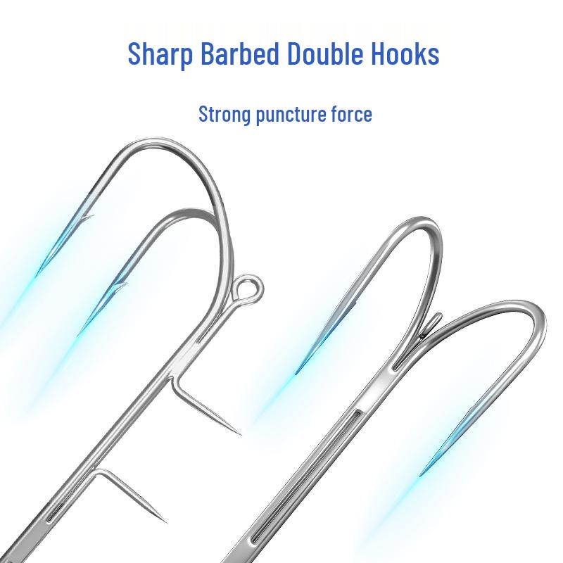 Tianya Luminous Ribbonfish Double Hook Sea Fishing Rig - Deep Sea Special Lure with Iron Plate and Lead Head Hook