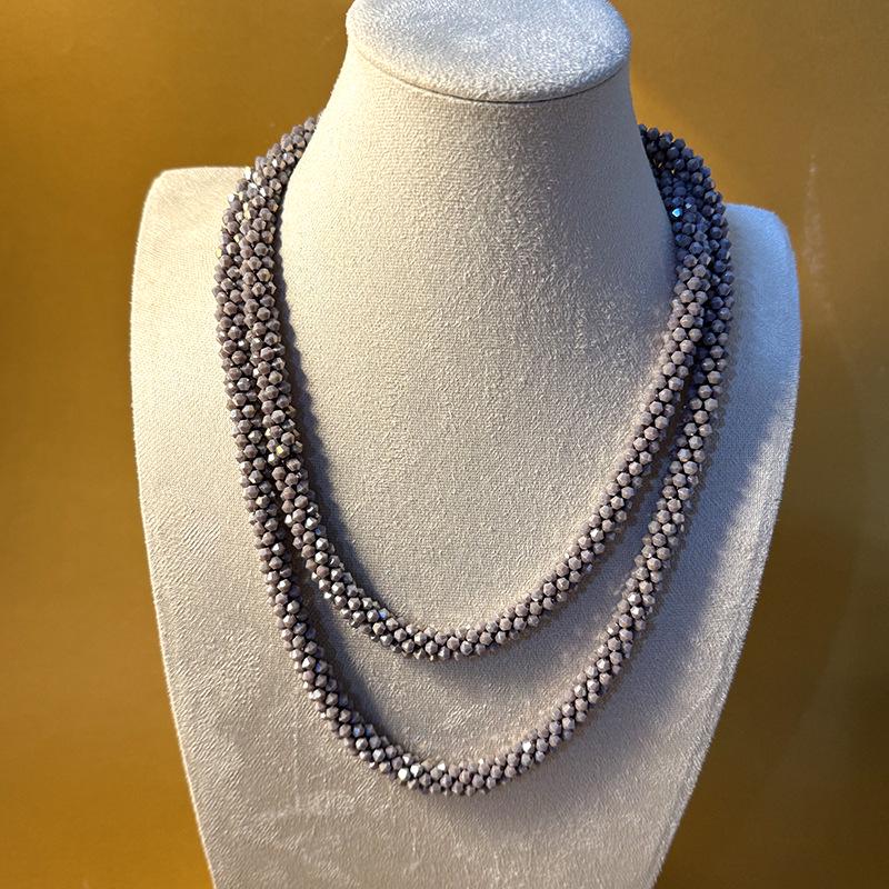 Retro Multi-layer Crystal Long Necklace - Handmade & Versatile Collarbone Chain