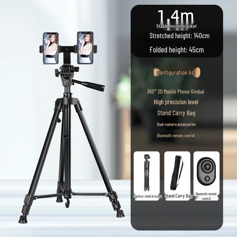 2024 Dual-Phone Professional Live Streaming Tripod for Outdoor Use
